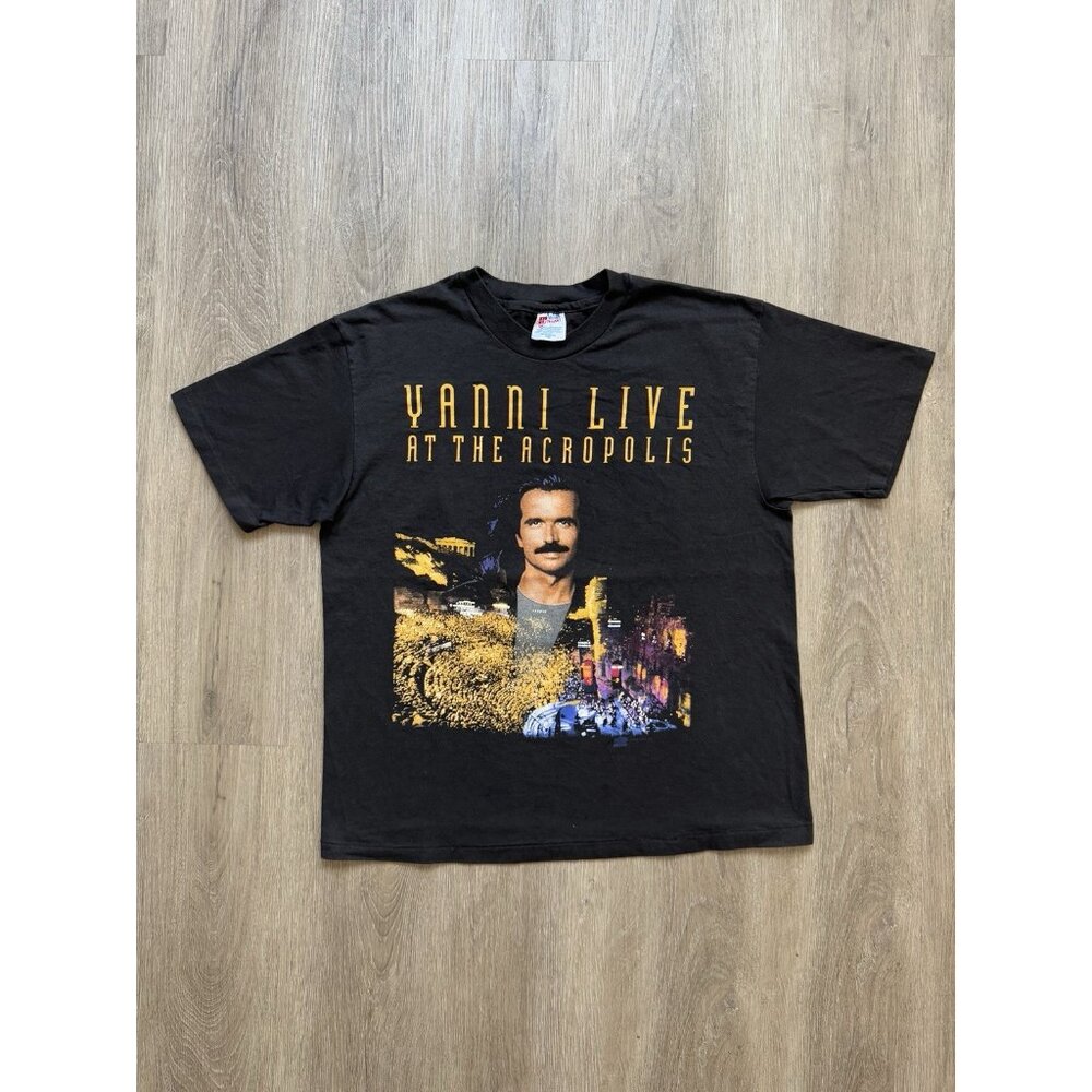 Vintage 1994 Yanni Live Acropolis Symphony Concerts Hanes Large Black Shirt Tour